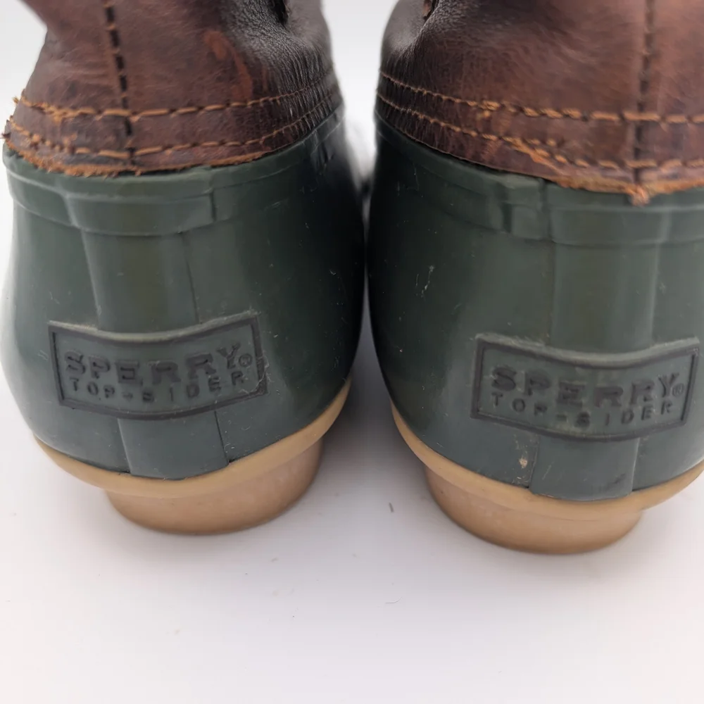 Sperry Top-Sider Women's Saltwater Duck Rain Boot Green Brown Tan Size 8